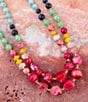 Color:Multi/Pink - Image 2 - Two Row Genuine Stone Statement Necklace