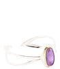 Color:Amethyst - Image 1 - Two Tone Sterling Silver Cuff Bracelet
