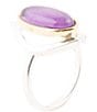 Color:Amethyst - Image 1 - Two Tone Sterling Silver Statement Ring