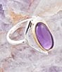 Barse Shine Bright Purple Amethyst Sterling Silver and Gold Ring, Color:Amethyst - Image 3