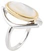 Color:Mother of Pearl - Image 1 - Two Tone Sterling Silver Statement Ring
