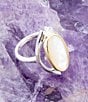 Color:Mother of Pearl - Image 5 - Two Tone Sterling Silver Statement Ring