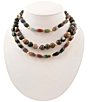 Barse Verdant Glow Golden And Agate Beaded Statement Necklace - Image 1