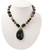 Barse Verdant Glow Golden and Agate Short Beaded Pendant Necklace - Image 1
