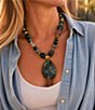 Barse Verdant Glow Golden and Agate Short Beaded Pendant Necklace - Image 3