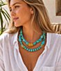 Barse Wild Sky Golden and Magnesite Stone Statement Necklace - Image 3