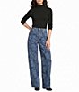 Bayeas Denim Tonal Paisley Print High Rise Barrel Leg Full Length Jeans - Image 3