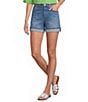 Bayeas Stretch Denim High Rise Cuff Hem Shorts - Image 1