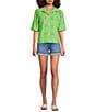 Bayeas Stretch Denim High Rise Cuff Hem Shorts - Image 3