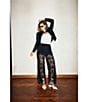 Bayeas Stretch Denim High Rise Lace Embellished Wide Leg Ankle Jeans - Image 6