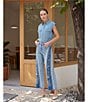 Bayeas Ultra High Rise Wide Leg Embroidered Medium Wash Jeans - Image 6