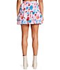 Color:Pink - Image 2 - First Class Floral Print Ruffle Mini Skirt