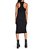 Color:Black - Image 2 - Sarah Rib Knit Crew Neck Sleeveless Snap Side Slit Bodycon Midi Dress