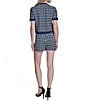 BCBG 2 Piece Medallion Print Knit Button Front Top Micro Short Set, Color:Indigo - Image 2