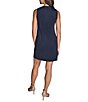 BCBG Contrast Bow Scuba Crepe Sleeveless Shift Dress, Color:Deep Navy - Image 2