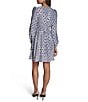 BCBG Crepe Long Sleeve V-Neck Printed A-Line Mini Dress - Image 2