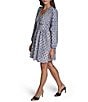 BCBG Crepe Long Sleeve V-Neck Printed A-Line Mini Dress - Image 3