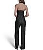 BCBG Faux Snakeskin Foil Halter V-Neck Button Front Two Piece Jumpsuit, Color:Black - Image 2