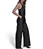 BCBG Faux Snakeskin Foil Halter V-Neck Button Front Two Piece Jumpsuit, Color:Black - Image 3