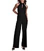 BCBG Halter Keyhole Neckline Wide Leg Jumpsuit, Color:Black - Image 1