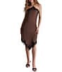 BCBG Halter Lace Trim Slip Asymmetrical Midi Dress - Image 1