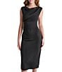 BCBG Knit Ruched Boat Neck Midi Dress - Image 4