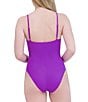 Color:Orchid - Image 2 - MaxAzria Seduction Solid V-Neck Keyhole Tie Front One Piece Swimsuit