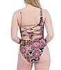 Color:Noir - Image 2 - MaxAzria Sintra Printed One Shoulder Lace-Up One Piece Swimsuit