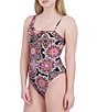Color:Noir - Image 3 - MaxAzria Sintra Printed One Shoulder Lace-Up One Piece Swimsuit