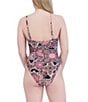 Color:Noir - Image 2 - MaxAzria Sintra Printed Plunge V-Neck Cut-Out One Piece Swimsuit