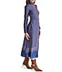 BCBG Printed Hammered Satin Long Sleeve Midi Dress - Image 3