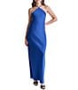 BCBG Satin Halter Open Back Sheath Dress - Image 1
