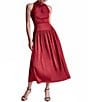BCBG Satin Mock Neck Drop Waist Maxi Dress - Image 1