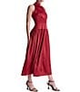 BCBG Satin Mock Neck Drop Waist Maxi Dress - Image 3