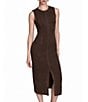 BCBG Sleeveless Suede Midi Sheath Dress - Image 1