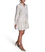 BCBG Textured Stripe Long Sleeve Button Front Collared A-Line Shirtdress, Color:Whisper White/Black - Image 3