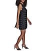 BCBG Wavy Tulle Crew Neck Sleeveless Large Bow Shift Mini Dress - Image 3