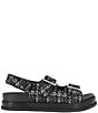 Color:Black/White Boucle - Image 2 - Beena Boucle Studded Platform Sandals