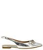 Color:Silver - Image 2 - Kristin Metallic Crystal Bow Sling Flats