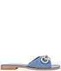 Color:Denim - Image 2 - Laffi Denim Rhinestone Bow Slides