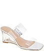 Color:Clear/Silver - Image 1 - Lorie Clear Wedge Dress Slides