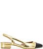 Color:Dark Gold/Black - Image 2 - Tillie Metallic Cap Toe Slingback Flats