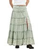 BDG Urban Outfitters Broderie Tiered Eyelet Maxi Skirt, Color:Green - Image 1