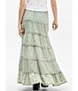 BDG Urban Outfitters Broderie Tiered Eyelet Maxi Skirt, Color:Green - Image 2