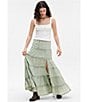 BDG Urban Outfitters Broderie Tiered Eyelet Maxi Skirt, Color:Green - Image 3