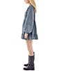 BDG Urban Outfitters Check Printed Collar Long Sleeve Dress, Color:Blue - Image 3