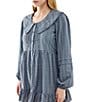 BDG Urban Outfitters Check Printed Collar Long Sleeve Dress, Color:Blue - Image 4