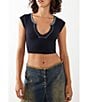 Color:Black - Image 1 - Going For Gold Short Sleeve Fitted Crop Top