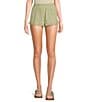 Color:Light Green - Image 1 - High Rise Crinkle Lace Shorts