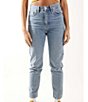 Color:Mid Vintage - Image 1 - High Rise Straight Leg Mom Jeans